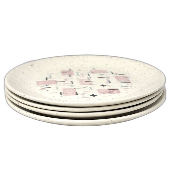 Metlox Tickled Pink 6" Bread Plates Vernon Ware 50s Dinnerware MCM Set of 4 - Picture 16 of 16